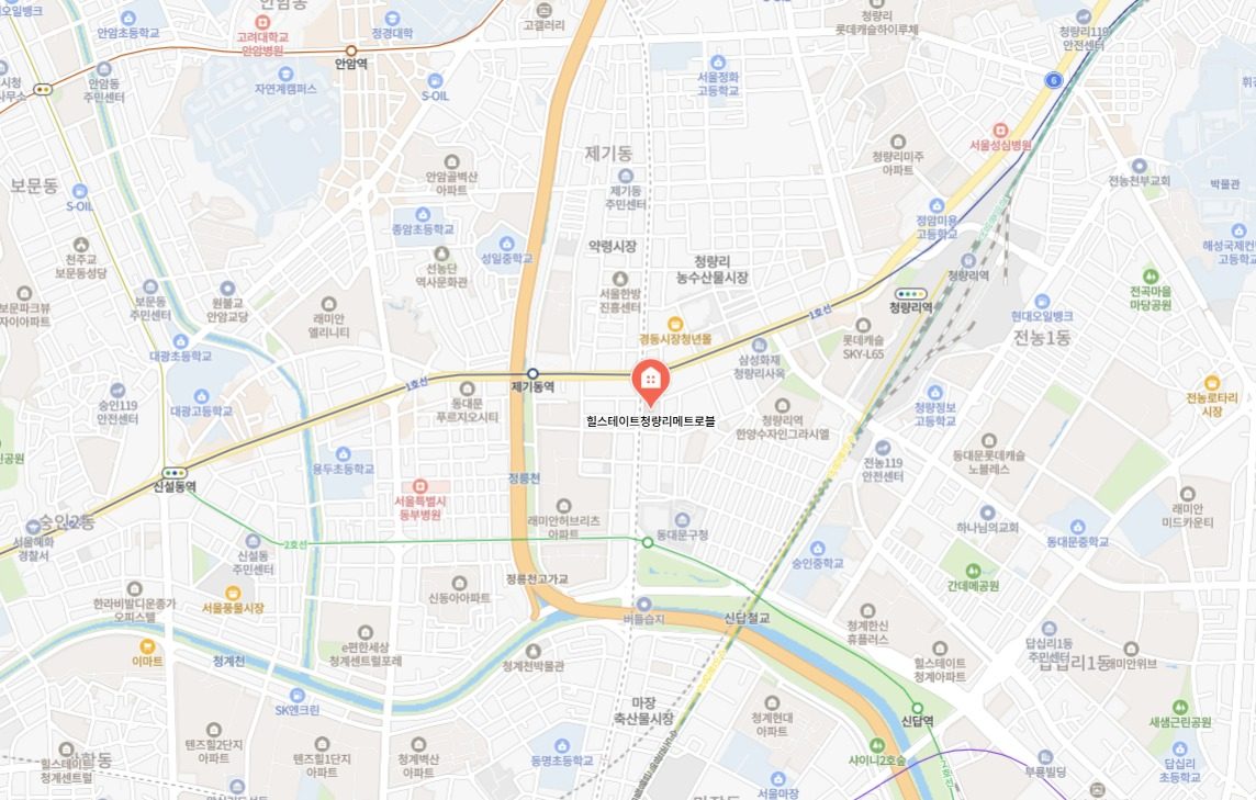 힐스테이트 청량리 메트로블 오피스텔 원거리 위치도